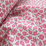 Pretty Polly Cotton Polyester Floral Print Fabric Pink Clematis Close Up