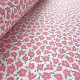 Pretty Polly Cotton Polyester Floral Print Fabric Pink Clematis Roll