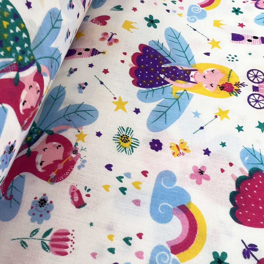 Pretty Polly Cotton Polyester Prinsess Print Fabric Fairy Godmother Roll