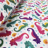 Pretty Polly Cotton Polyester Print Fabric Seahorses Roll
