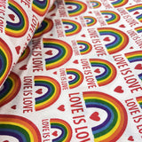 Pretty Polly Cotton Polyester Rainbow Love Print Fabric Proud As Roll