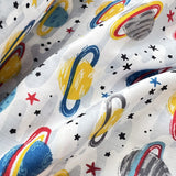 Pretty Polly Cotton Polyester Space Print Fabric Saturn In Colour Close Up