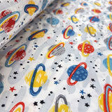 Pretty Polly Cotton Polyester Space Print Fabric Saturn In Colour Roll