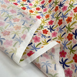 Pretty Polly Palm Party Polyester Cotton Cream Floral Dress Fabric Fold