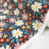 Pretty Polly Wild Posy Polyester Cotton Navy Floral Dress Fabric Roll