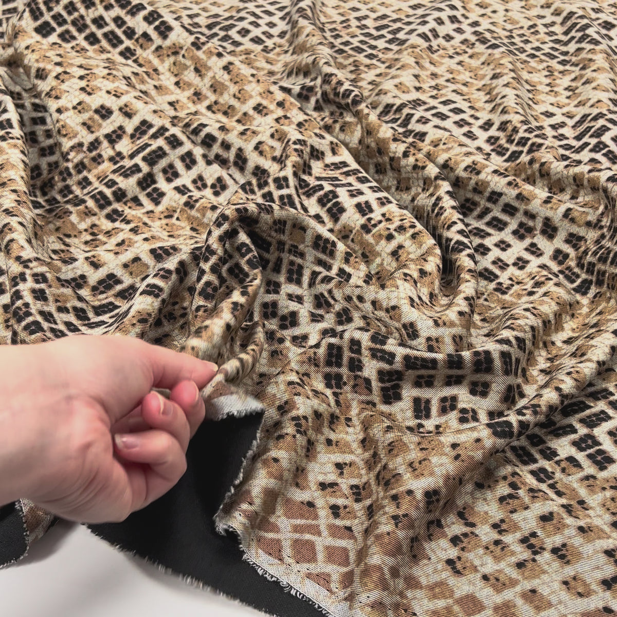 Ponte Roma Basilisk Olive Snake Print Jersey Fabric Video