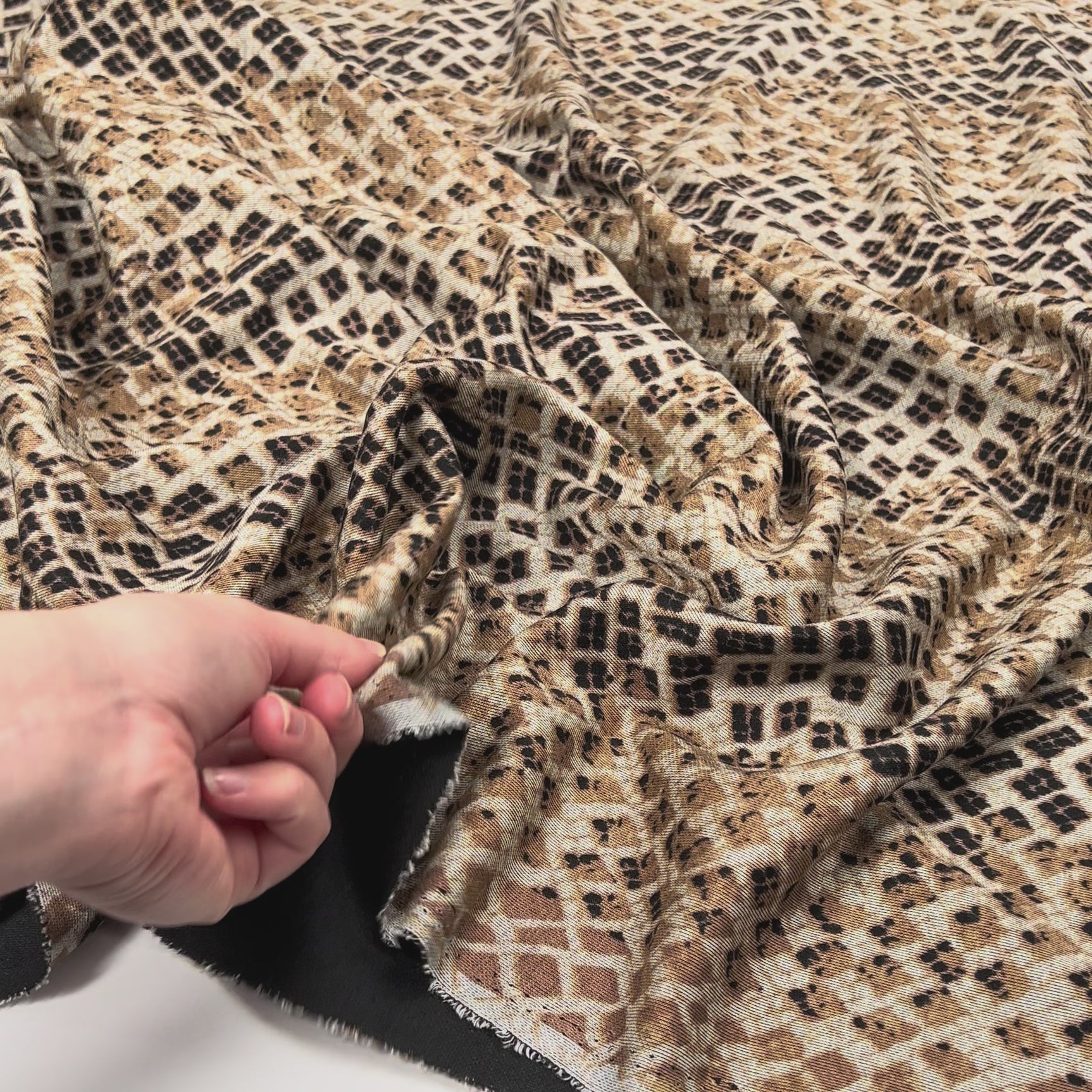 Ponte Roma Basilisk Olive Snake Print Jersey Fabric Video