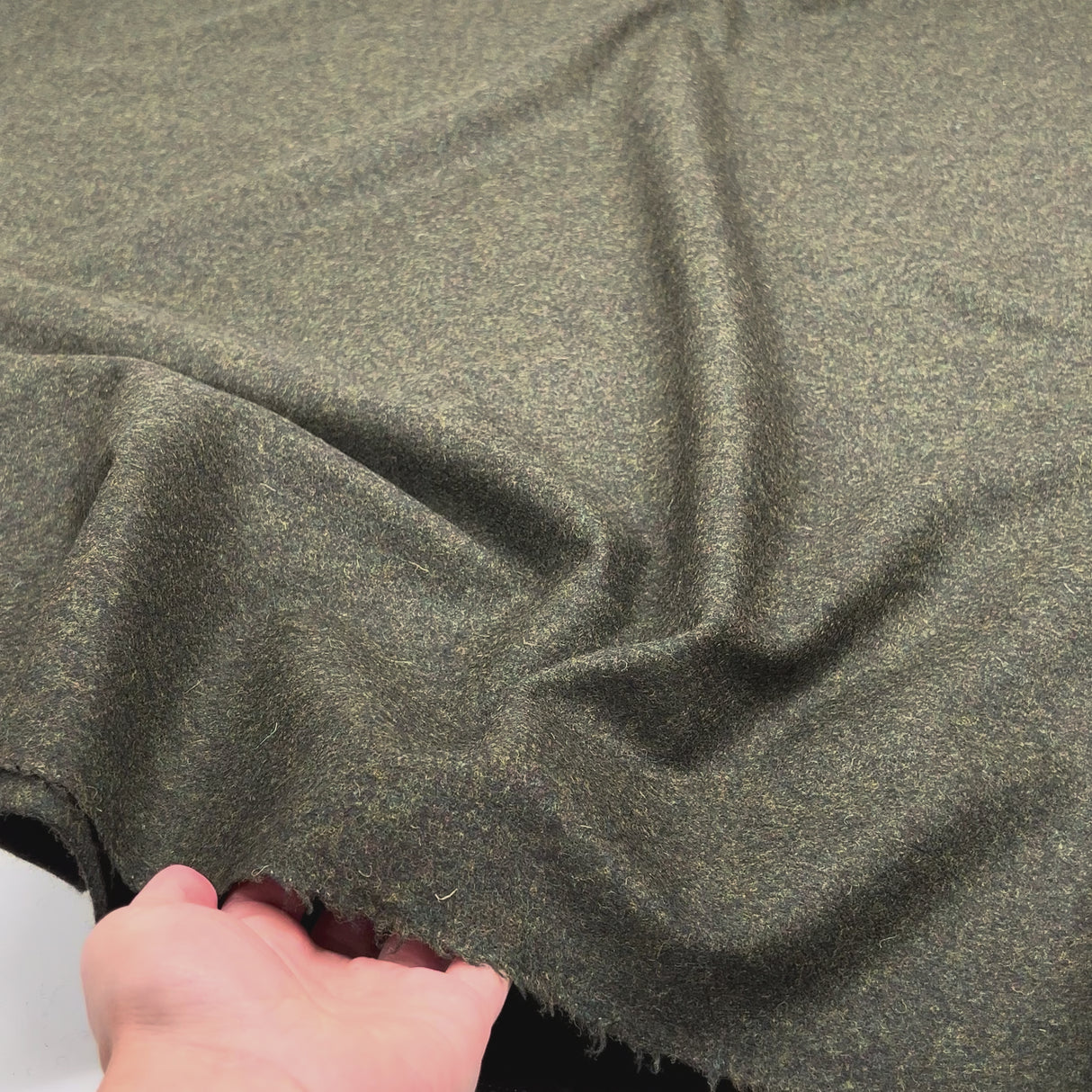 Green Milled Wool Cashmere Blend Suiting Fabric Great & Small Olive Video