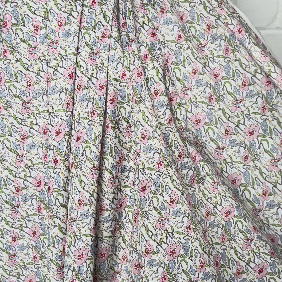 Pink Floral Dressmaking Fabric Pima Cotton Lawn Summer Sketch Video