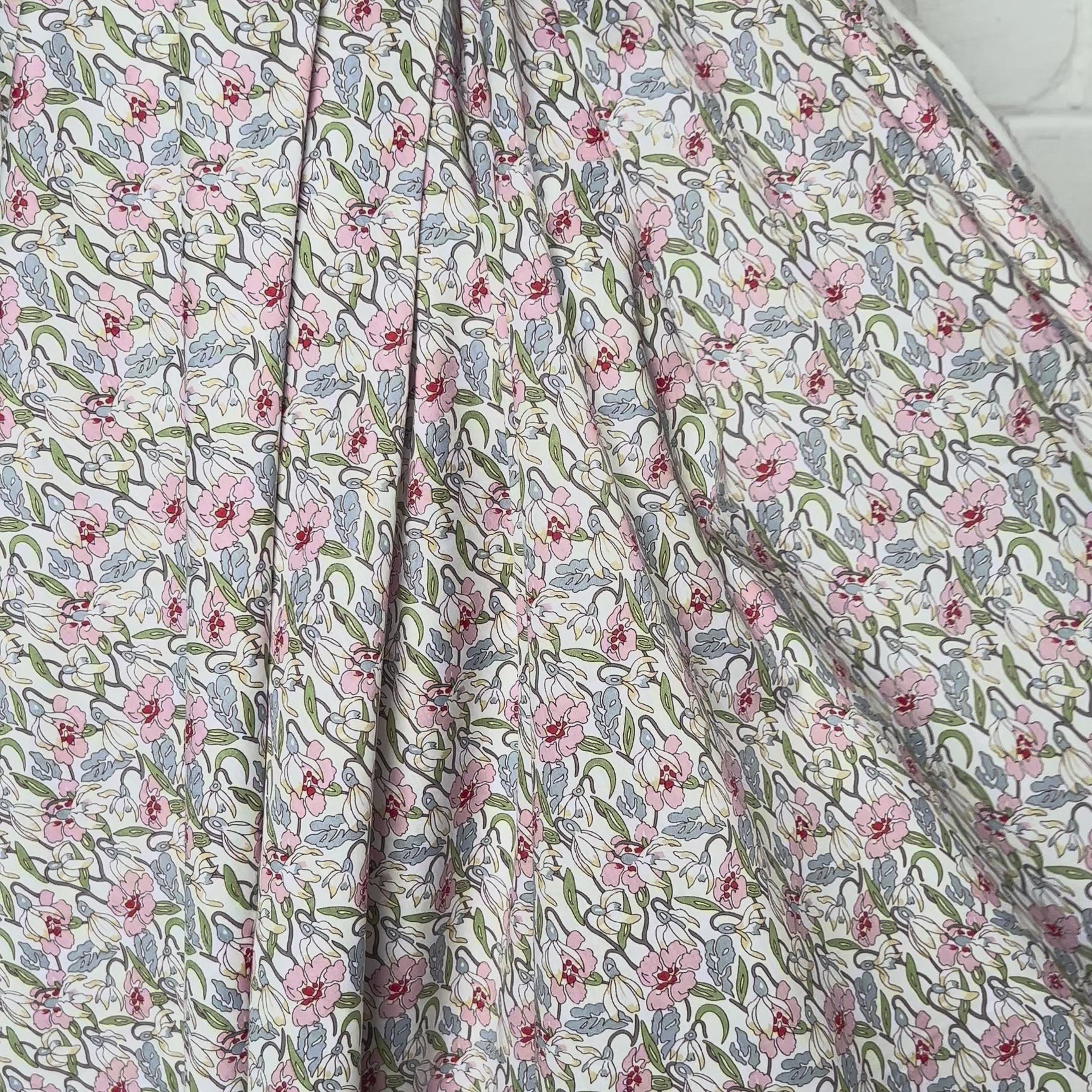 Pink Floral Dressmaking Fabric Pima Cotton Lawn Summer Sketch Video