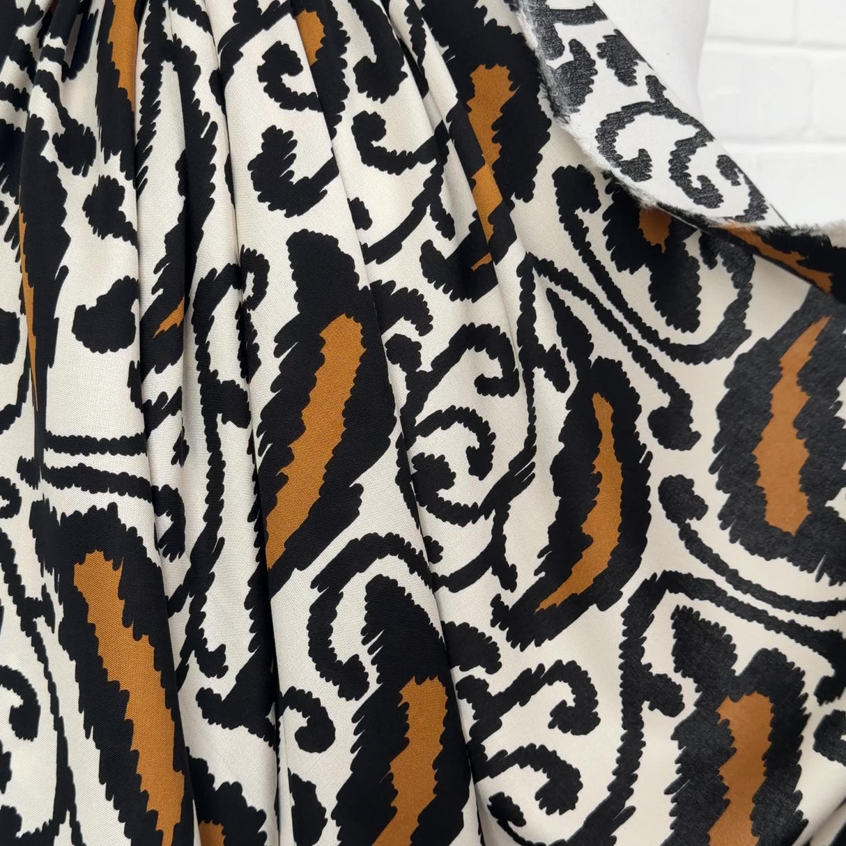 Signature Viscose Hazel Cream Tan Abstract Dress Fabric Video