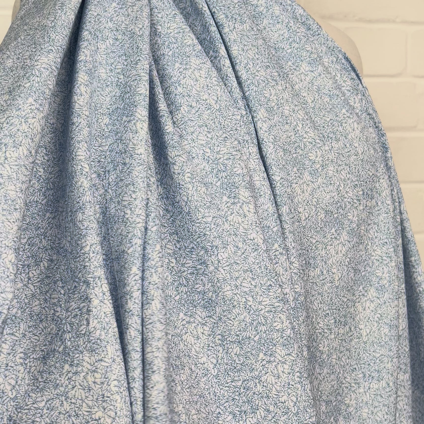 Mens Italian Shirting Bluebell Blue White Cotton Floral Fabric Video 
