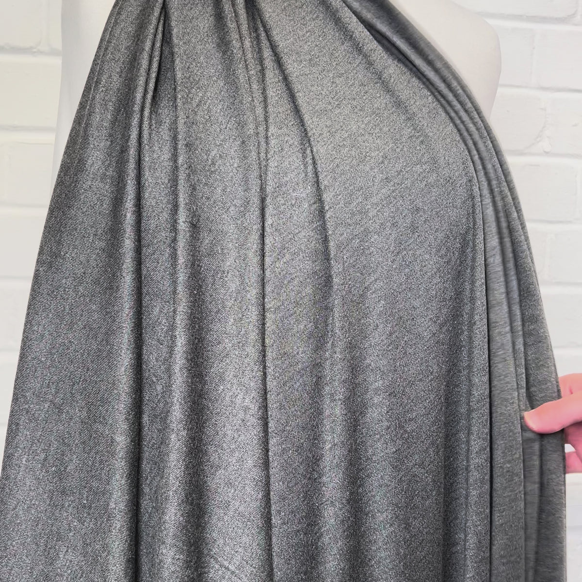 Silk Jersey Grey Marl Viscose Plain Dress Fabric Video