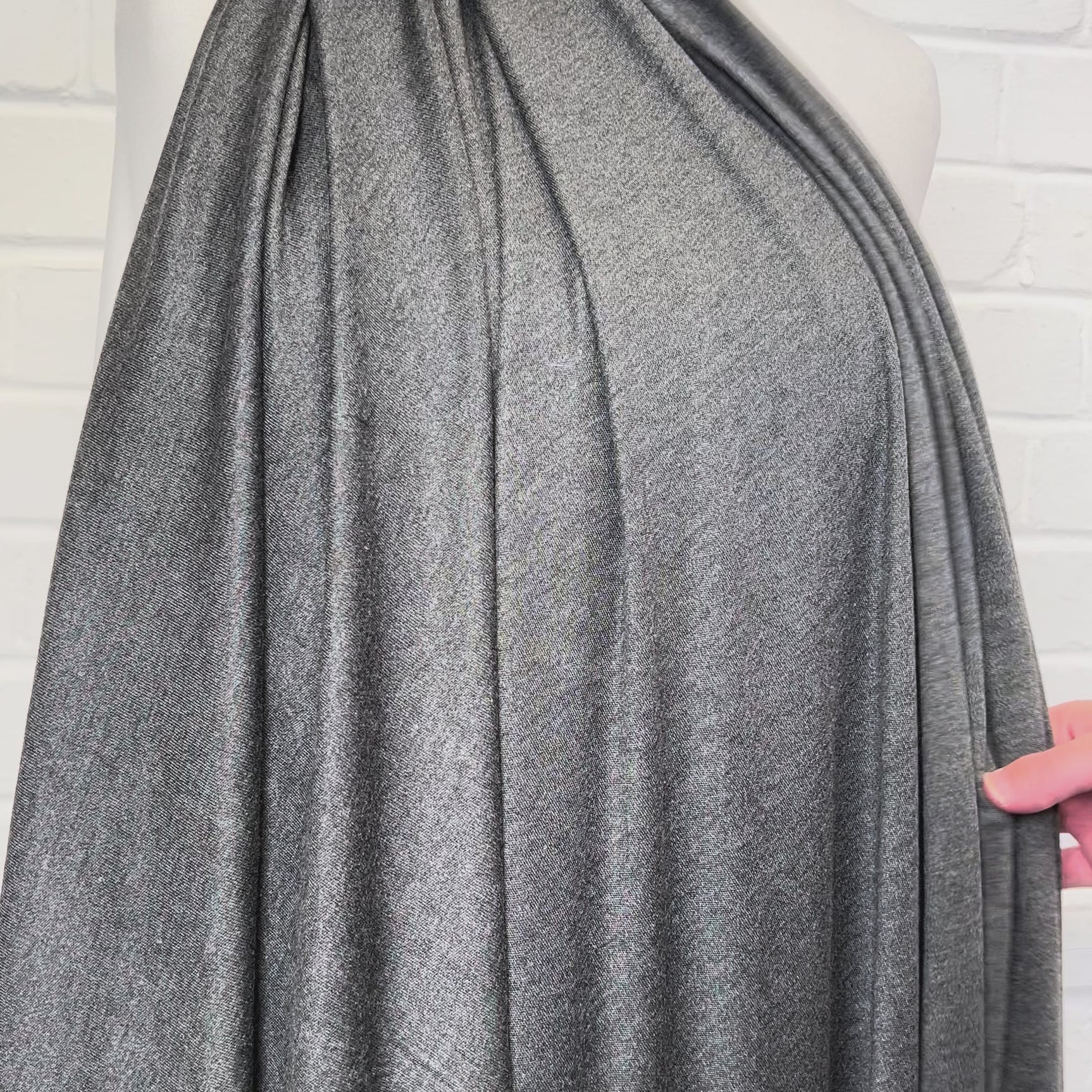 Silk Jersey Grey Marl Viscose Plain Dress Fabric Video
