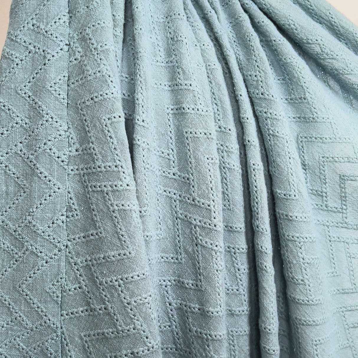 Zigzag Gauze Fabric Embroidered Chevron Cotton Blue Video