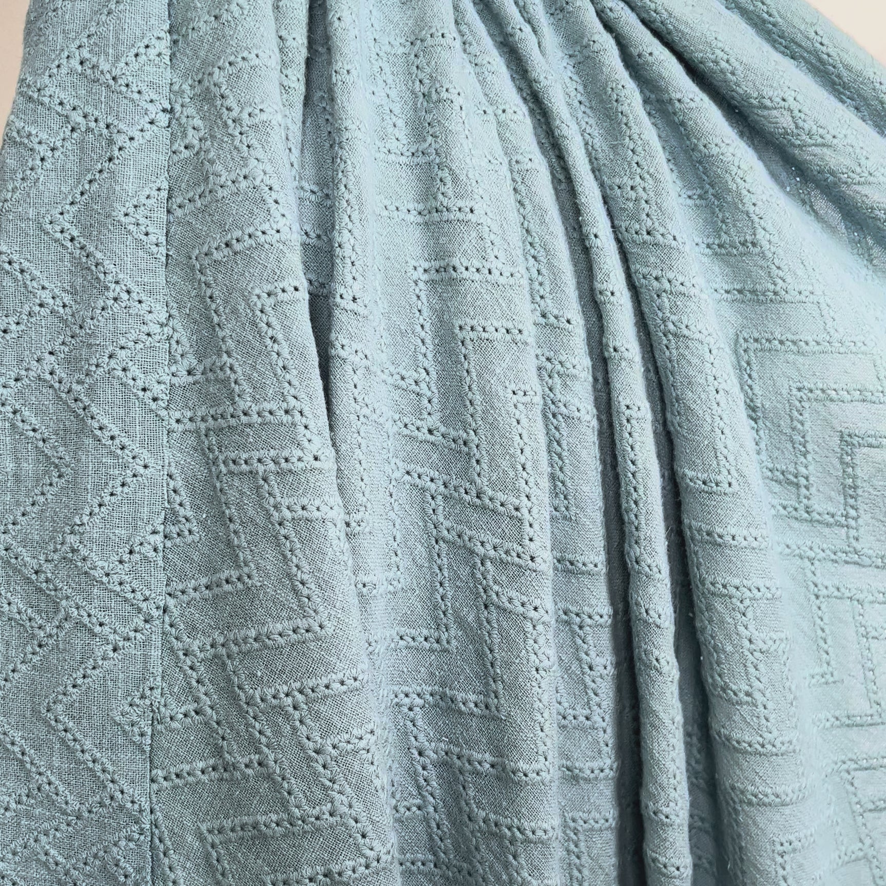Zigzag Gauze Fabric Embroidered Chevron Cotton Blue Video