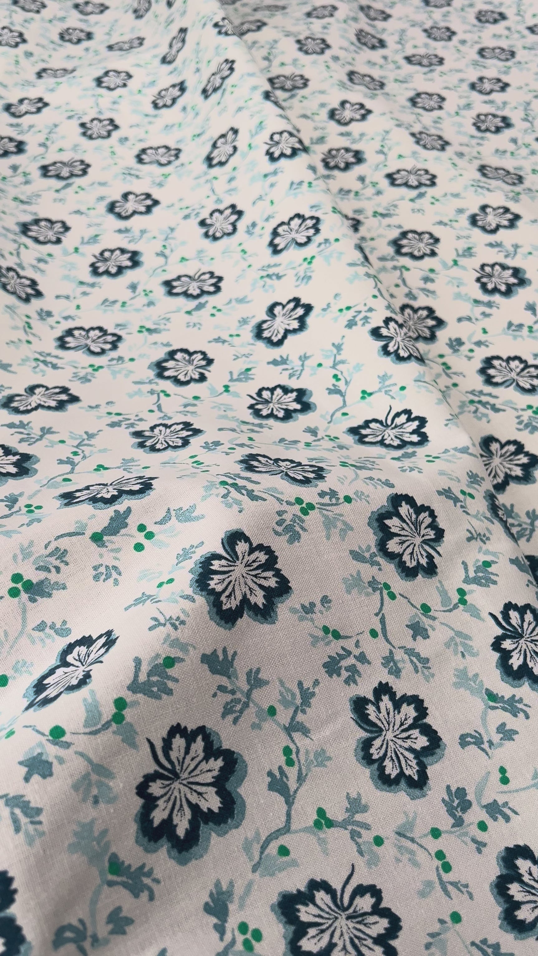 Grey Floral Printed Cotton Fabric Designers Guild Camomile Aqua Video