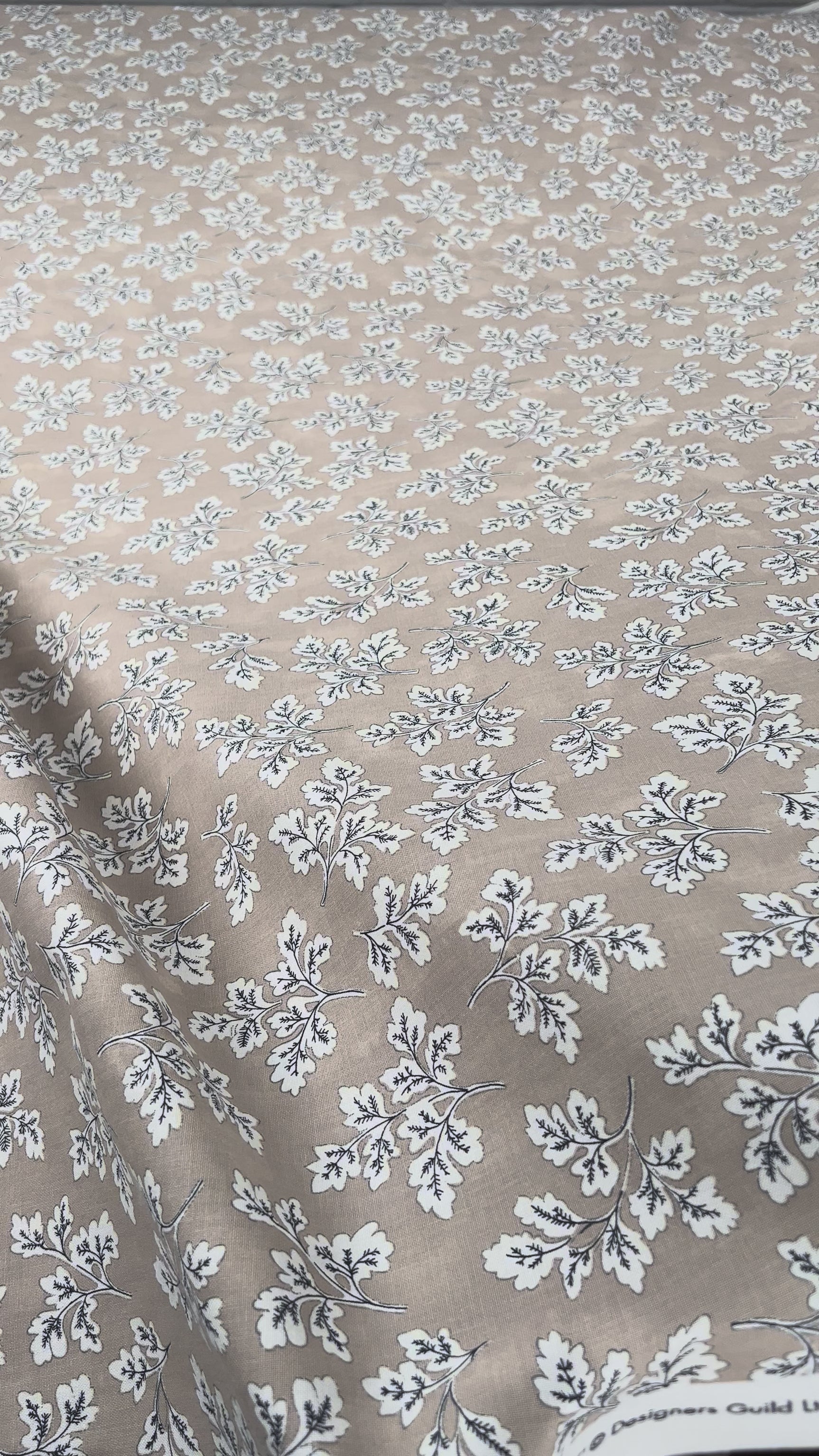 Taupe Floral Printed Cotton Fabric Designers Guild - Meadow Leaf Video