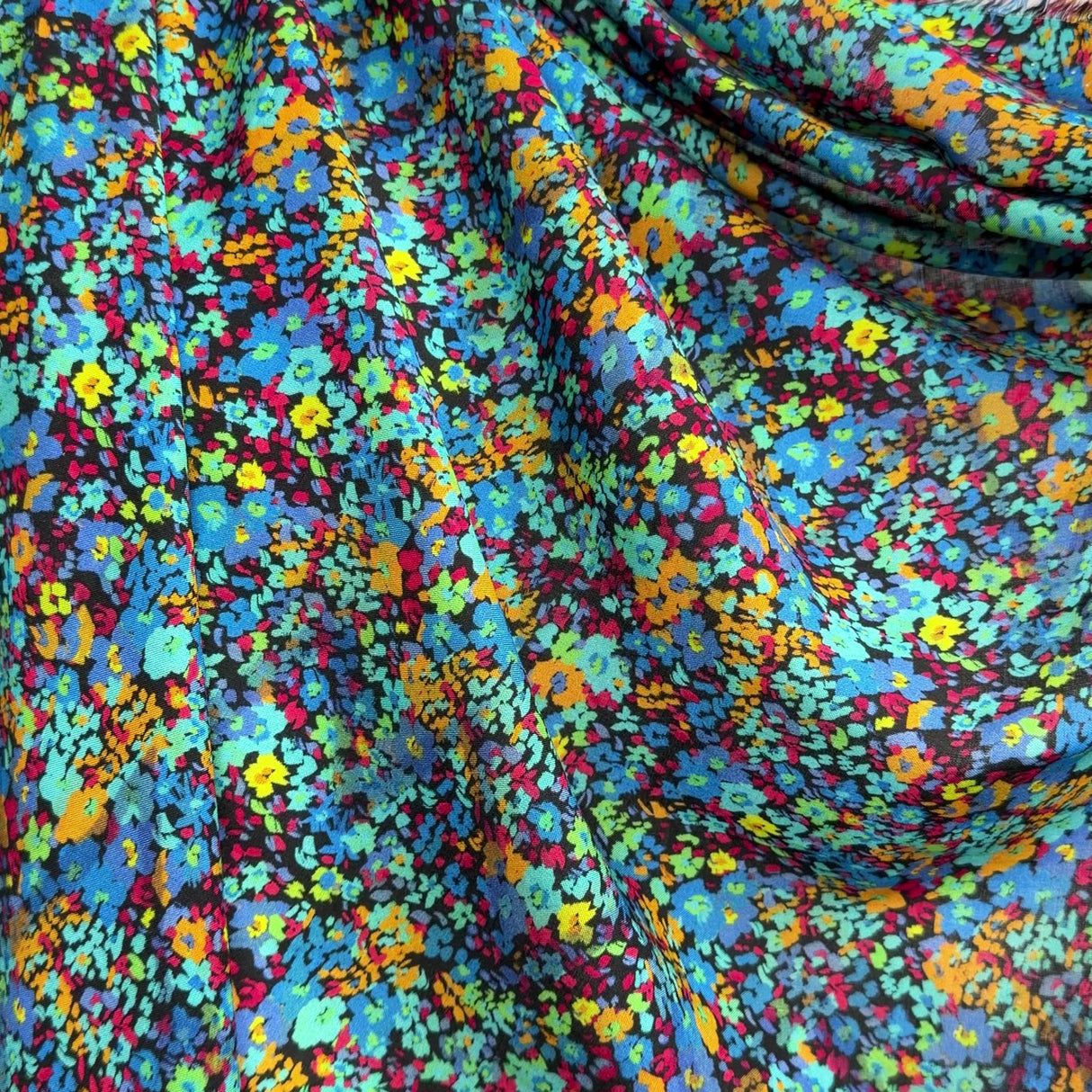 Signature Viscose Freya Aqua Gold Abstract Dress Fabric Video