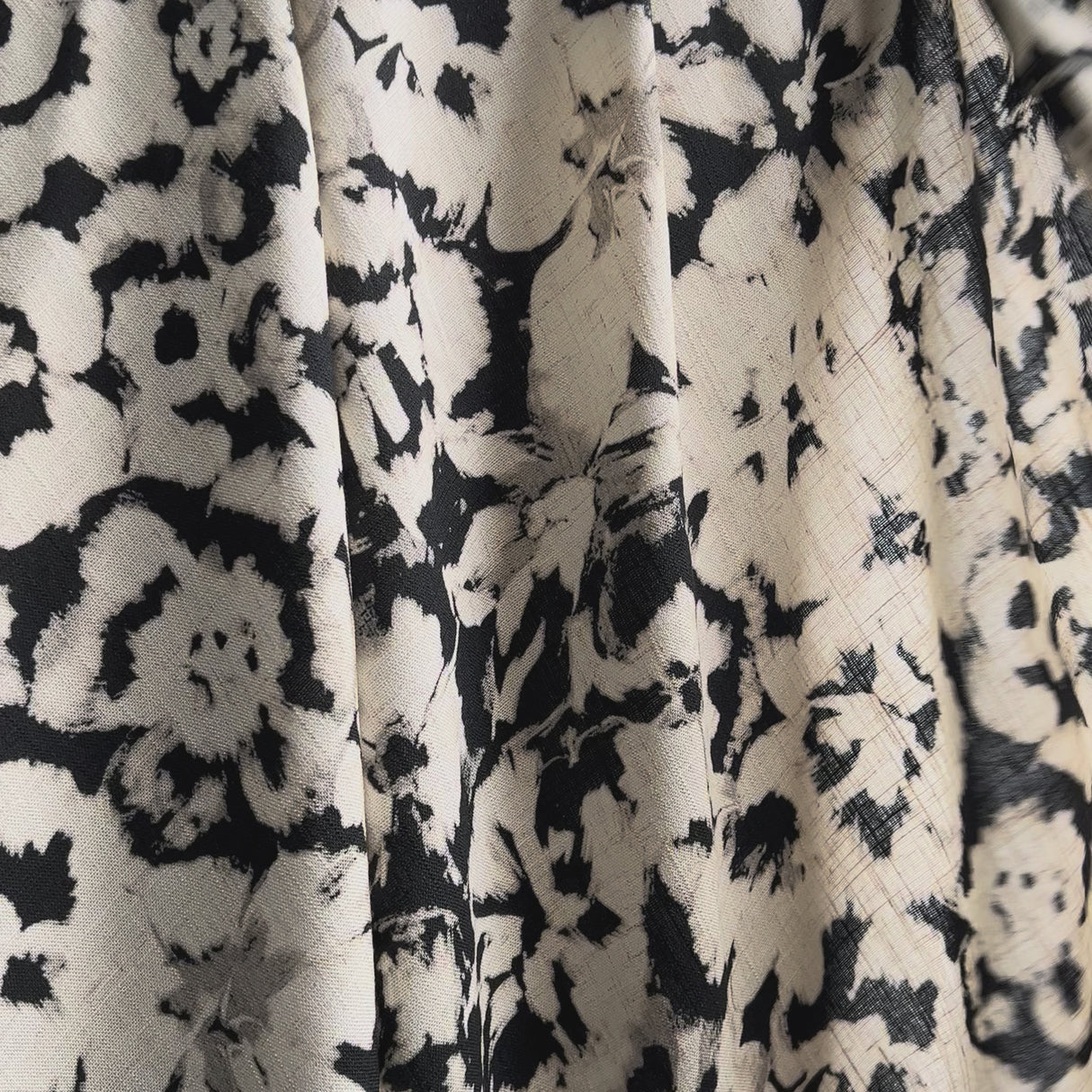 Viscose Linen Rorschach John Louden Black Cream Abstract Woven Dress Fabric Video