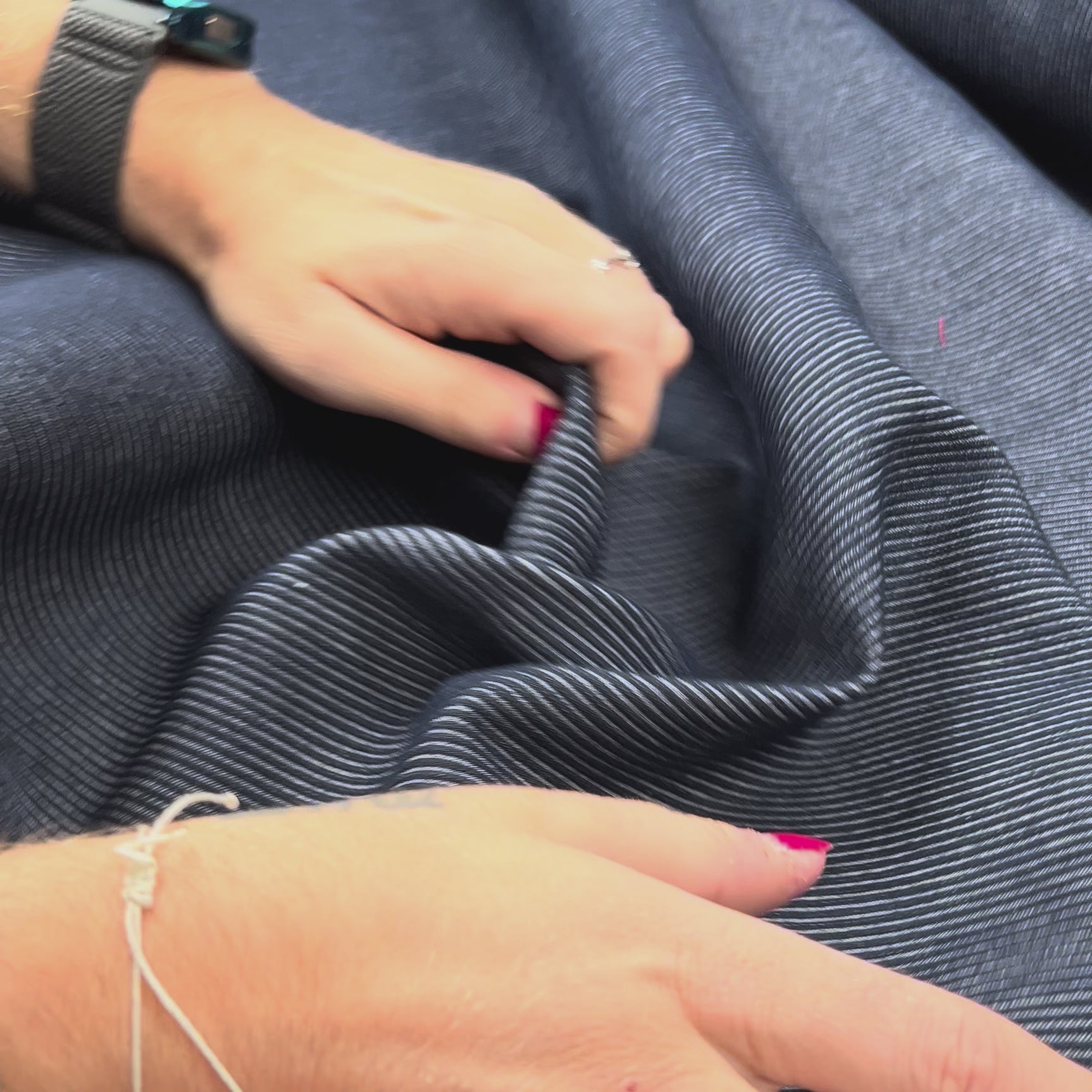 Denim Cord Polyester Cotton Stripe Blue Indigo Jean Trouser Fabric Video