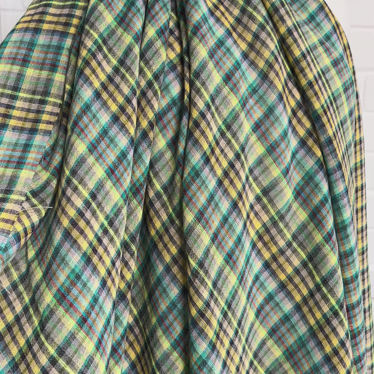 Ex-Designer Blue Gauze Shirting Fabric Italian Linen Bergamo Check Video