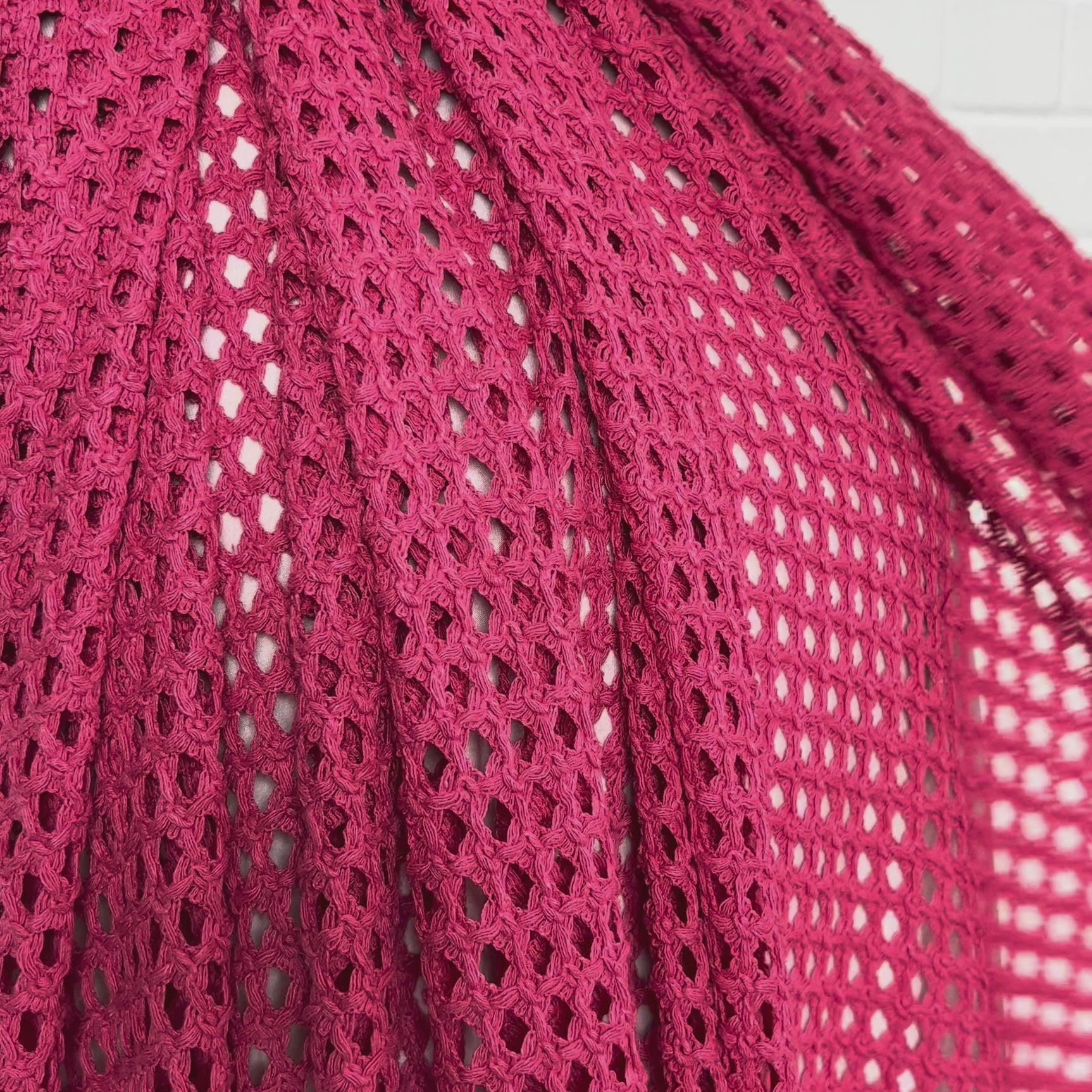 Castaway Crochet Pink Polyester Cotton Knit Fabric Video