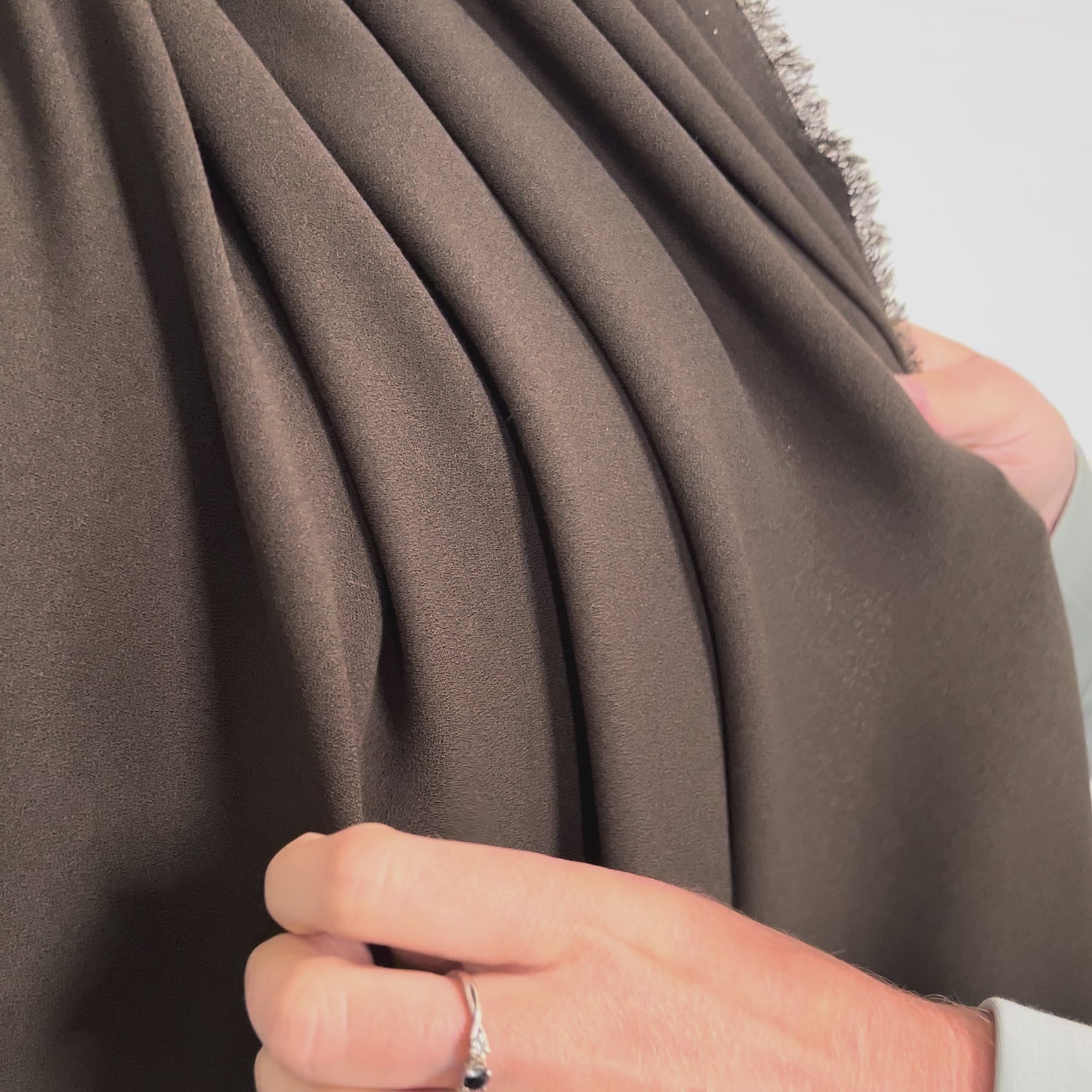 Premium Textured Stretch Dressmaking Fabric Italian Crepe - Khaki Video