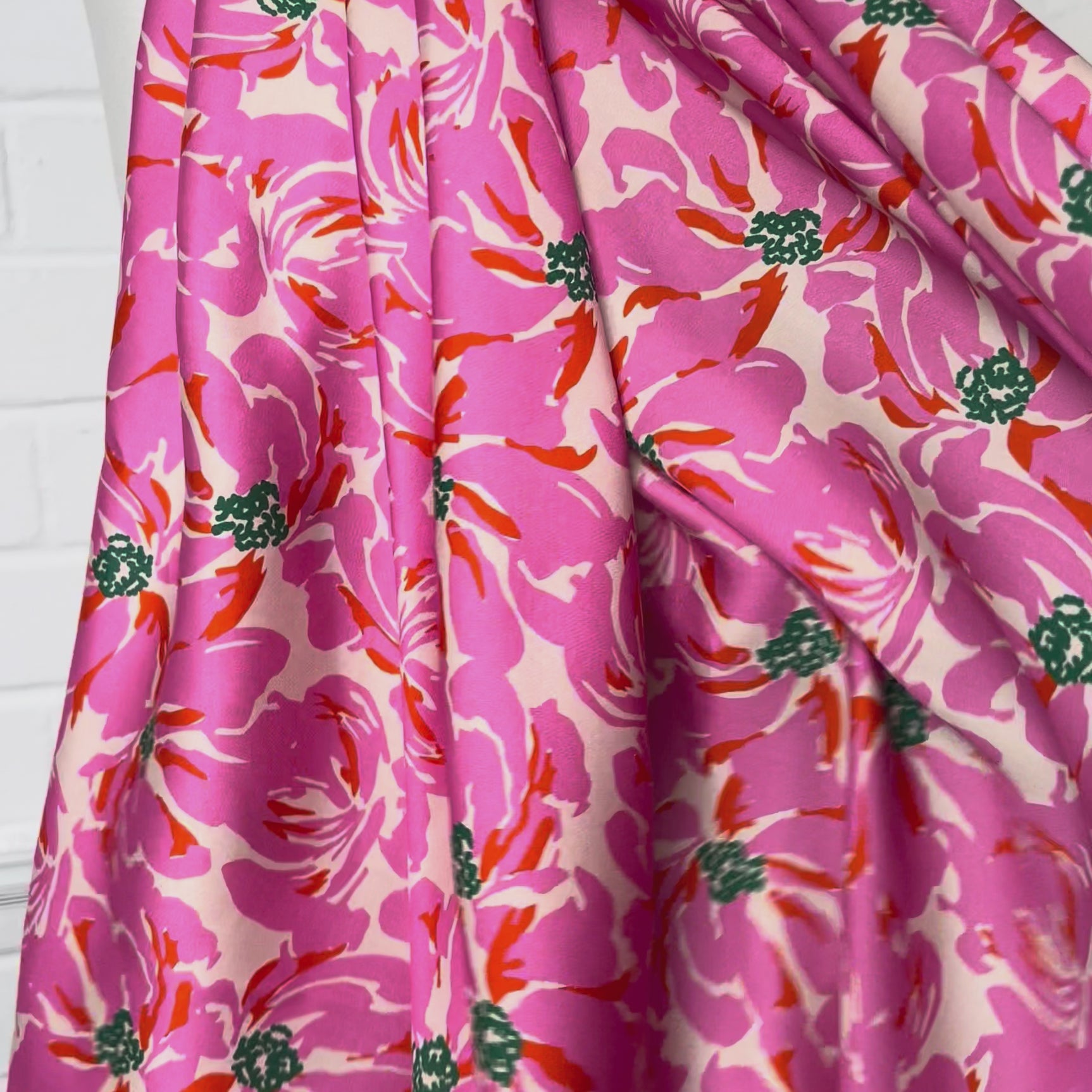 Lyocell Petal Pop Pink Floral Little Johnny Dress Fabric Video