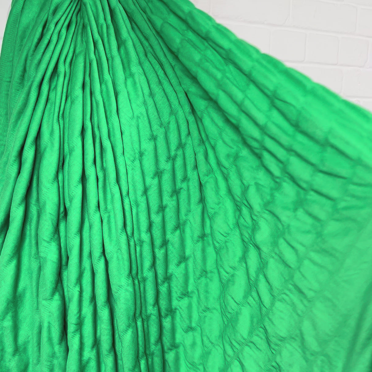 Cotton Polyester Jersey Dress Fabric Pucker Up - Green Video