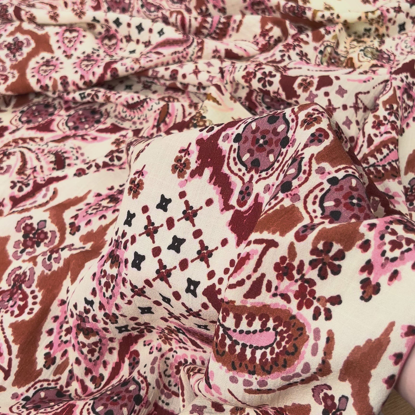 French Viscose Blend Pink Floral Print Dress Fabric Pretty Millie Video