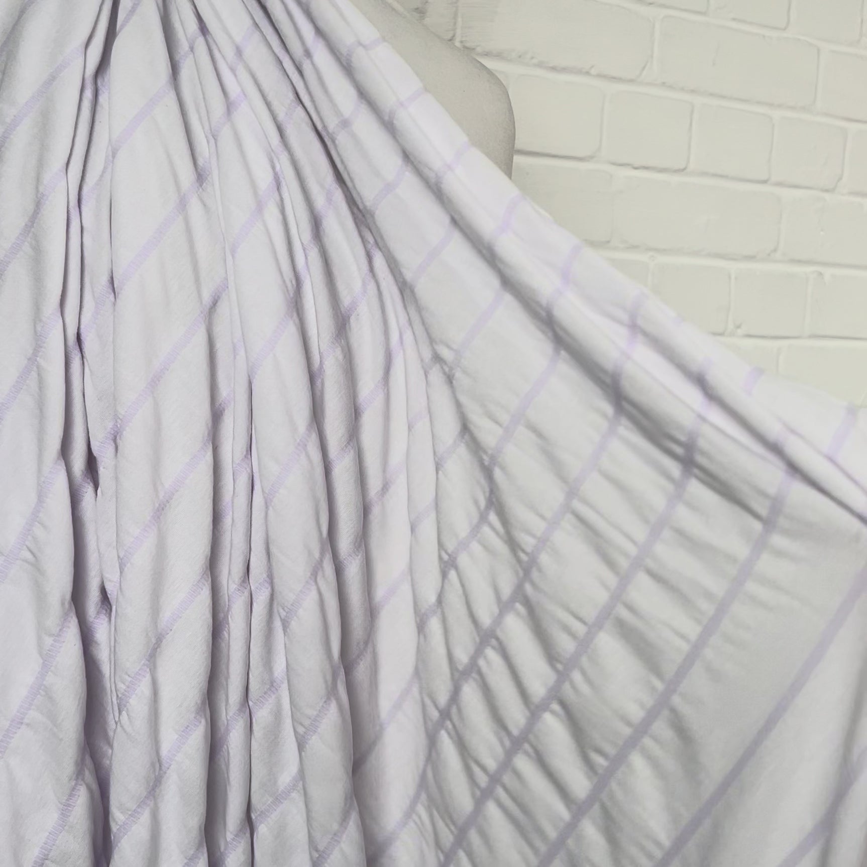 Cotton Polyester Jersey Dress Fabric Pucker Up - Lilac Stripe Video