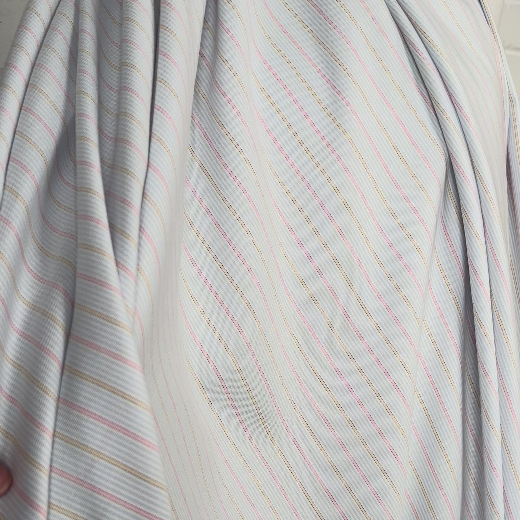 Softest Striped Cotton Italian Blue Pink Fabric Video