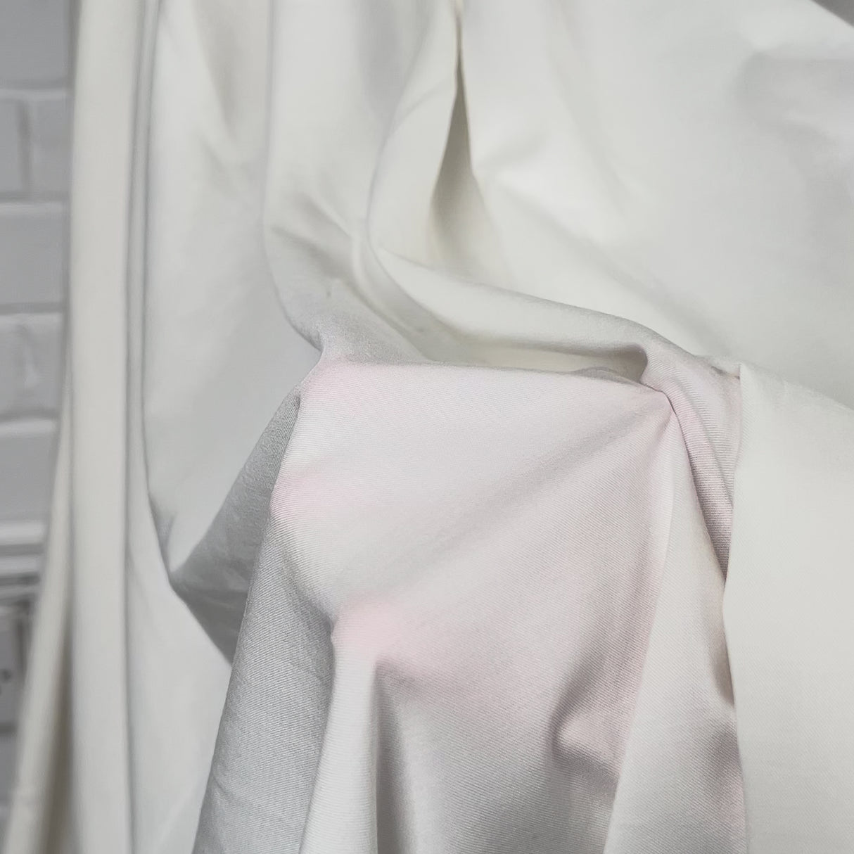 La Dolce Viscose Plain Woven Cream Ex Designer Deadstock Shirting Fabric Video