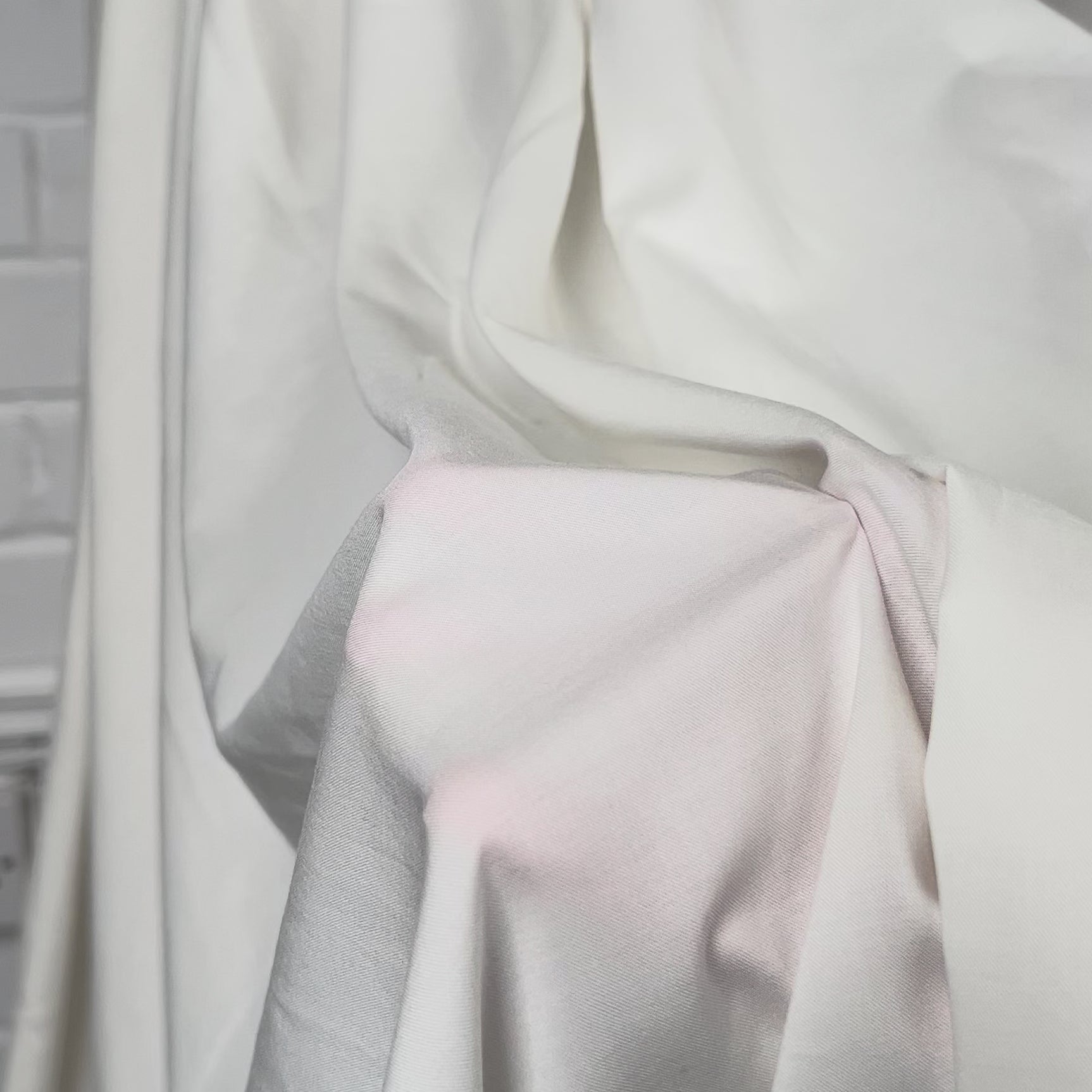 La Dolce Viscose Plain Woven Cream Ex Designer Deadstock Shirting Fabric Video