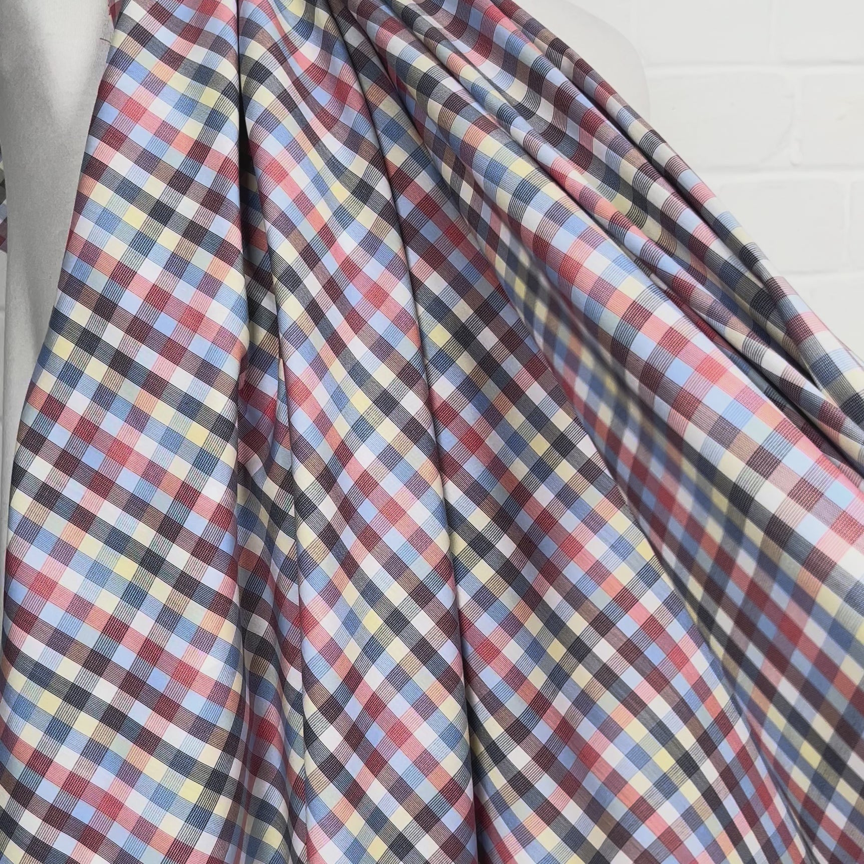 Swiss Coloured Check Shirt Fabric Supima Cotton Red Sky at Night Video