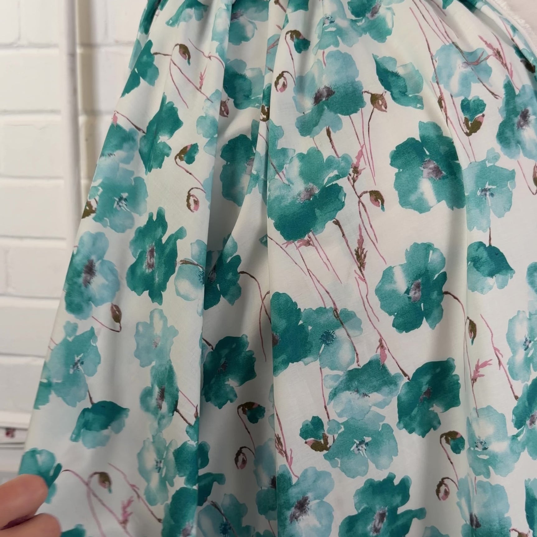 Pima Cotton Lawn Soft Focus Aqua Blue White Floral Dress Fabric Video