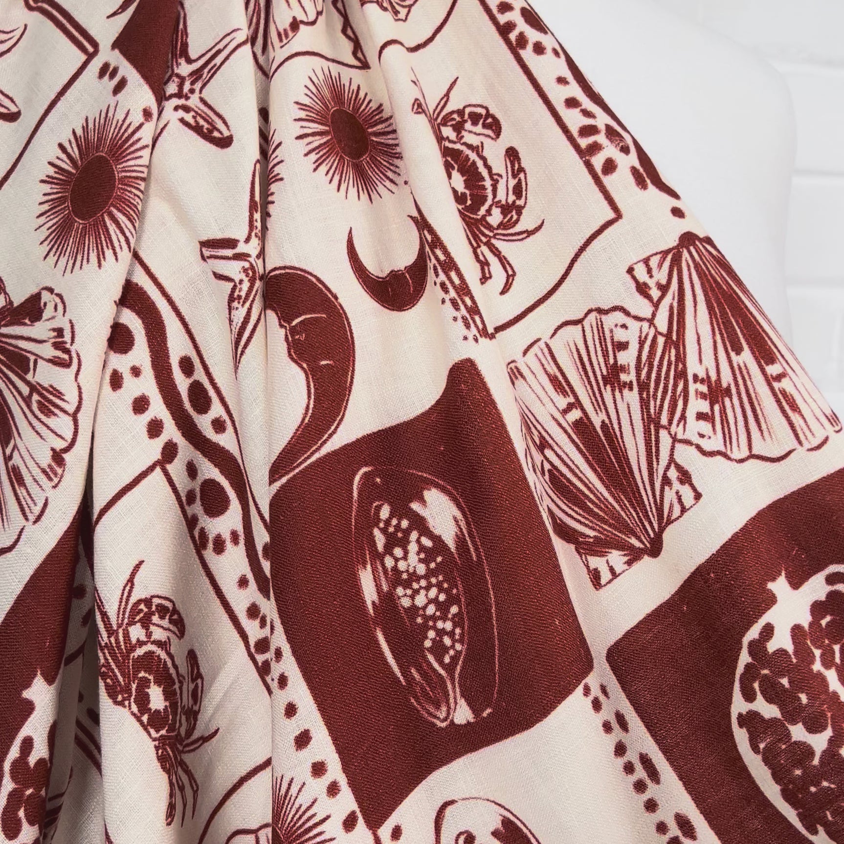 Italian Ex-Designer Rust Ornamental Motif Print Fabric Costa Rossa Video