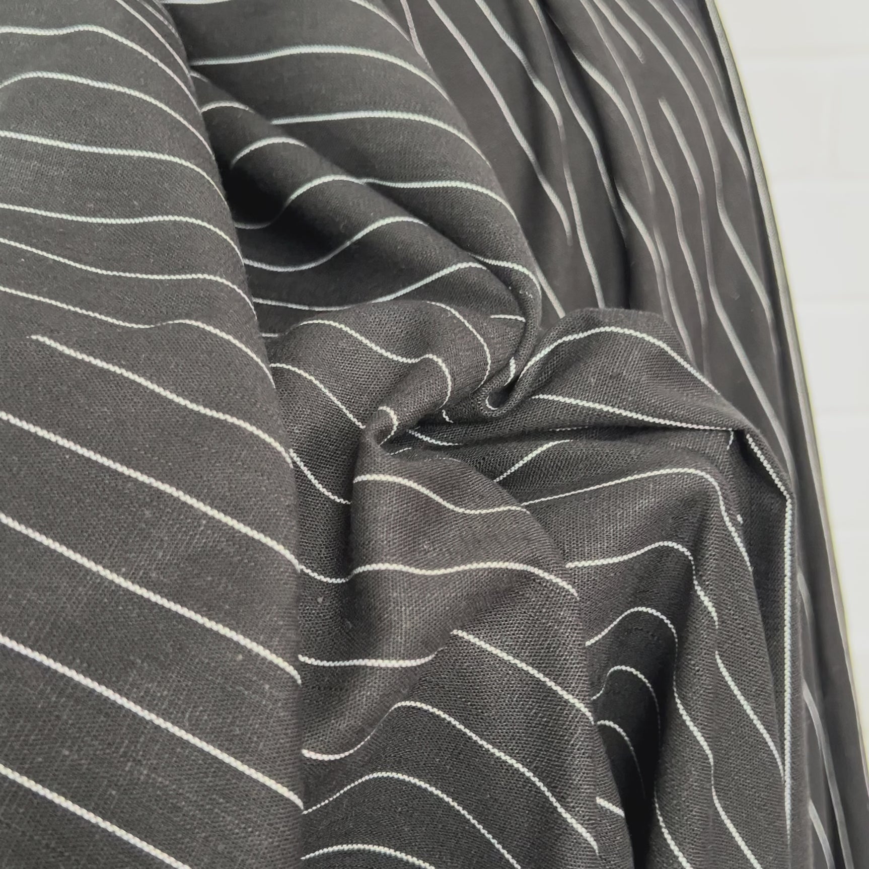 Italian Linen Mix Black Stripe Cotton Blend Dress Fabric Video