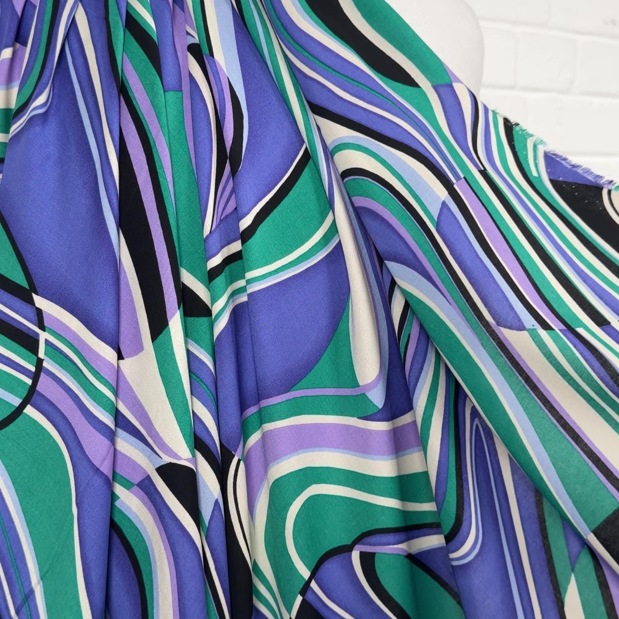 Signature Viscose Orbit Jade Purple Abstract Dress Fabric Video