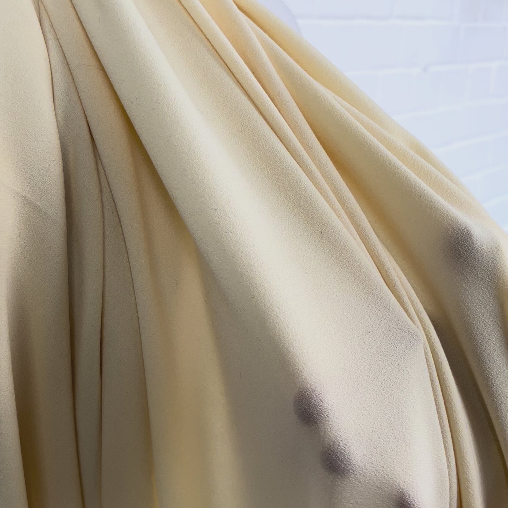 Soft Stretch Textured Dressmaking Fabric Italian Crepe Cream Video