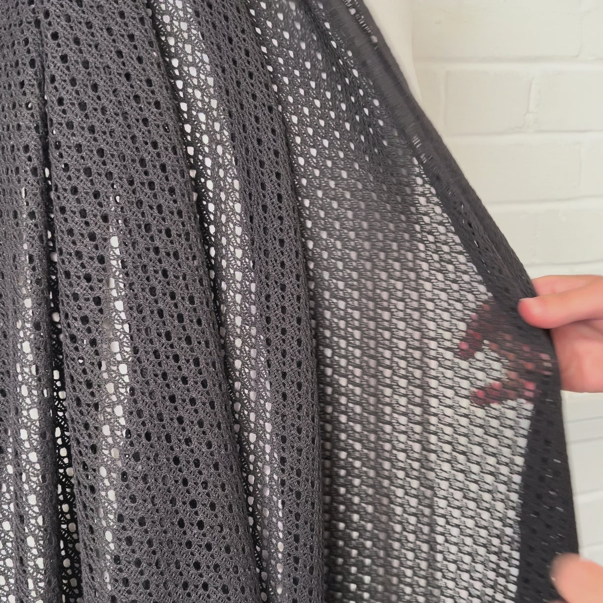 Midsummer Night Poly Cotton Crochet Dress Fabric Black Video
