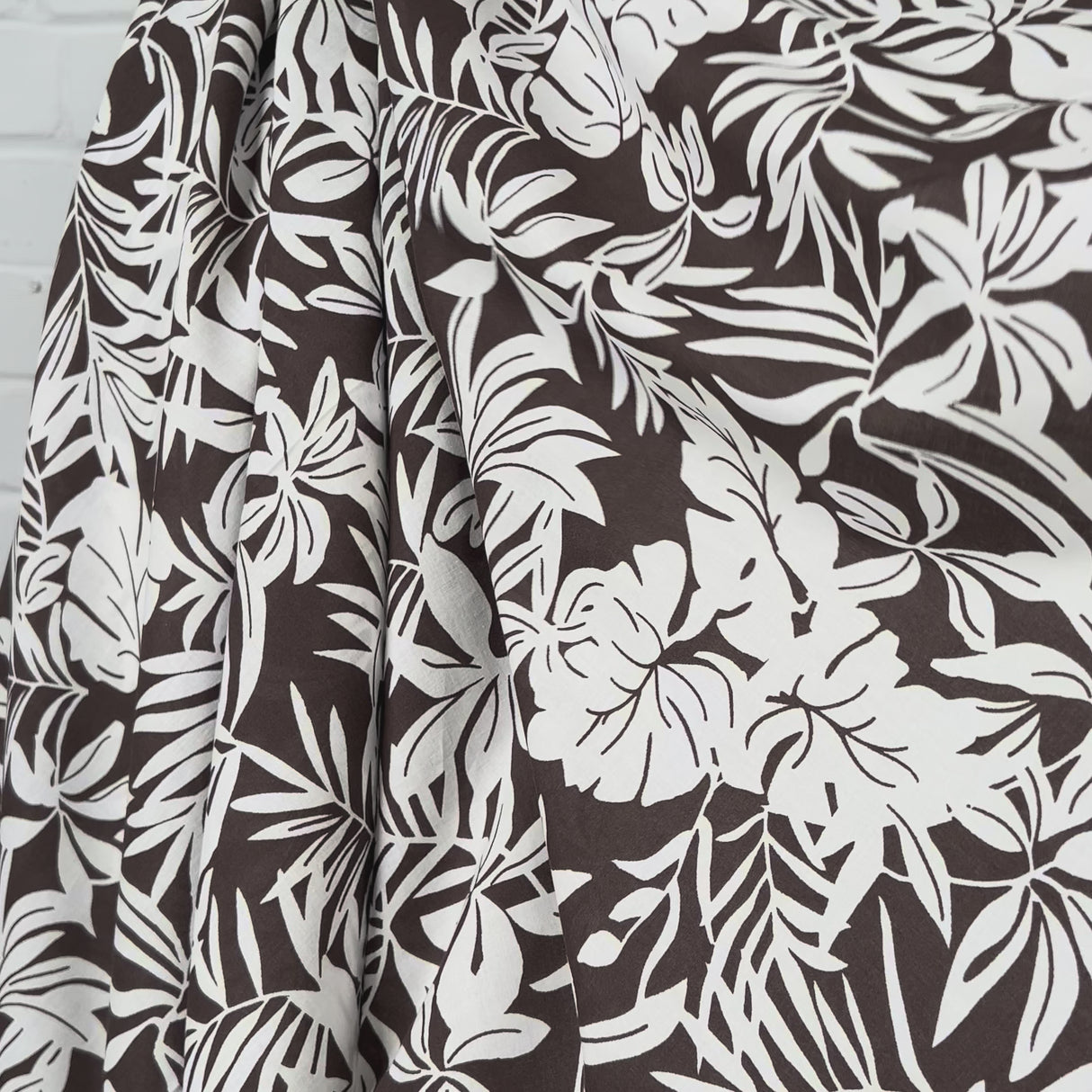 Brown Floral Print Cotton Voile Dress Fabric Island Breeze - Coconut Video