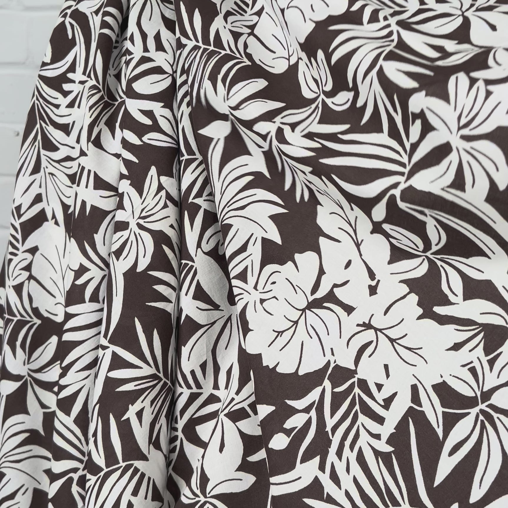 Brown Floral Print Cotton Voile Dress Fabric Island Breeze - Coconut Video