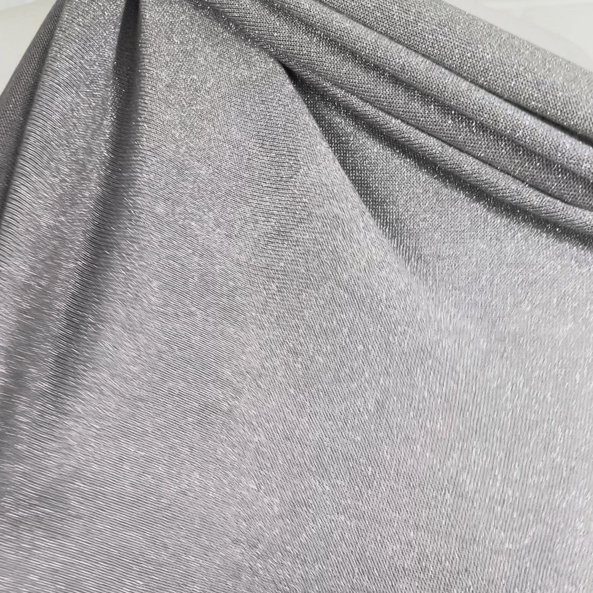 Lurex Viscose Knitted Stretch Dress Fabric Lurex Jersey - Silver Video