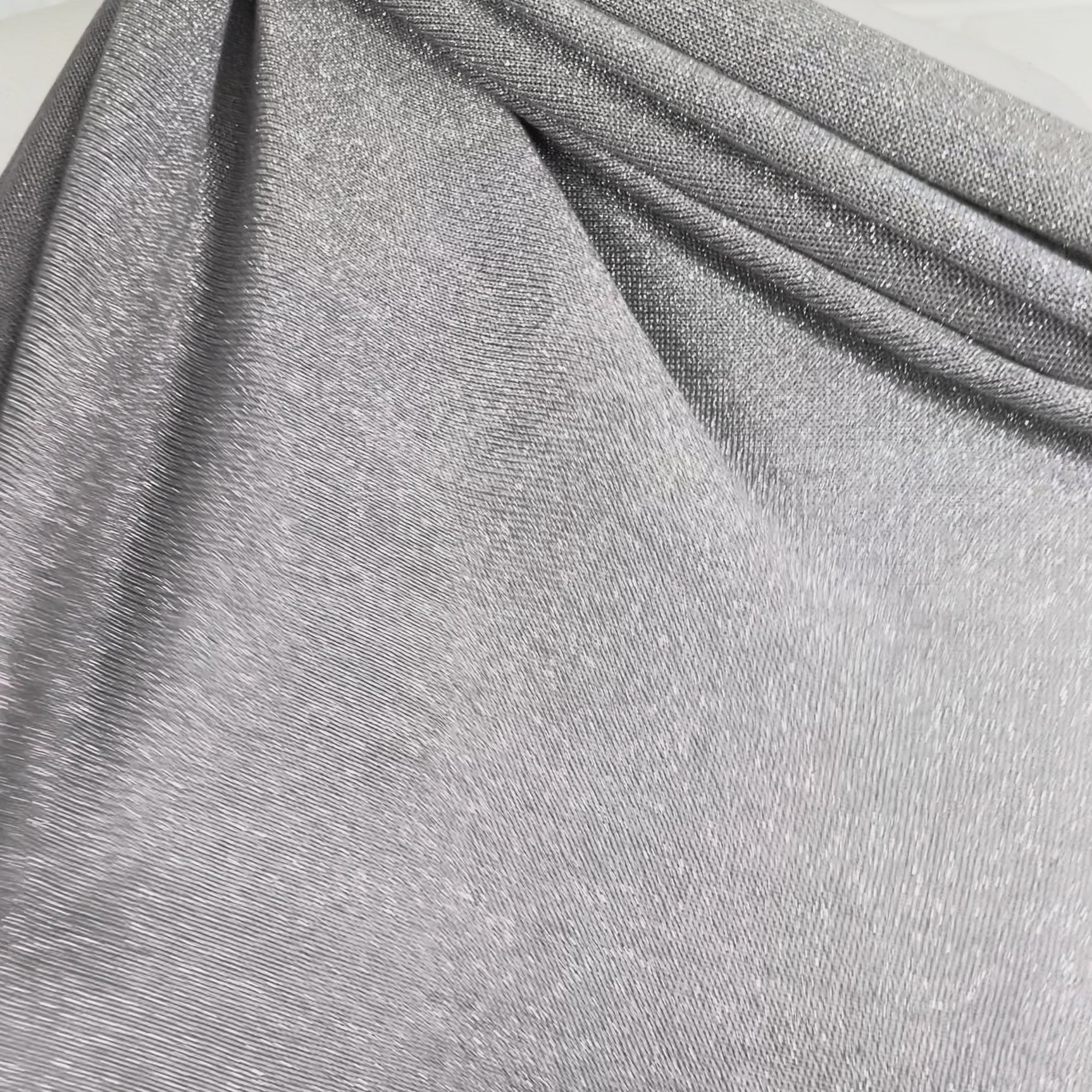 Lurex Viscose Knitted Stretch Dress Fabric Lurex Jersey - Silver Video
