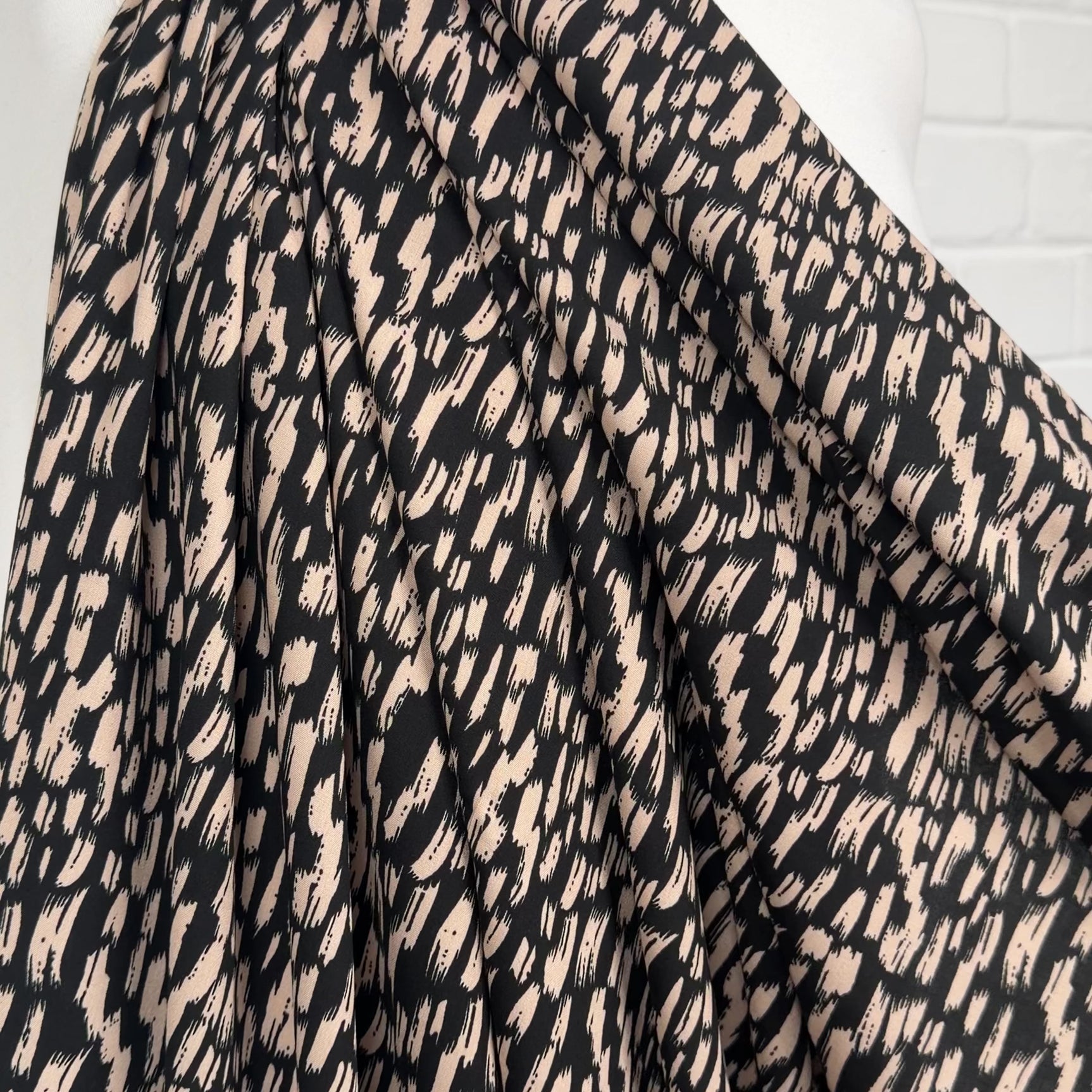 Signature Viscose Elodie Black Fawn Abstract Dress Fabric Video