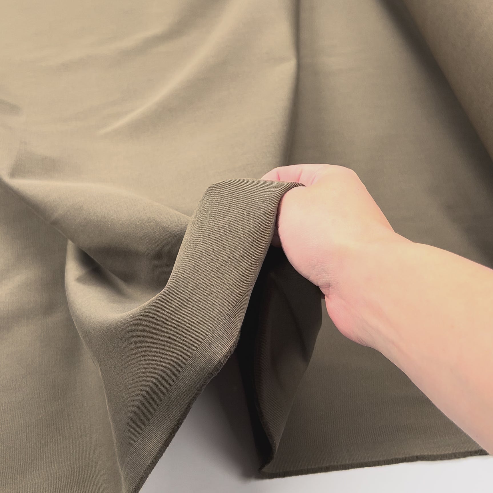 Ex-Designer Cotton Trousering Fabric Italian Gabardine Dark Khaki Video