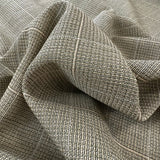 Prime Time Check Beige Green Wool Suiting Fabric