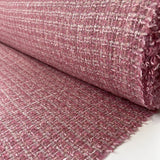 Princess Of Monaco Wool Polyester Mohair Pink White Check Coating Fabric Roll